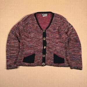 Vintage Multicolor Knit Cardigan Sweater 90s Ani Barrie Made USA Petite Medium